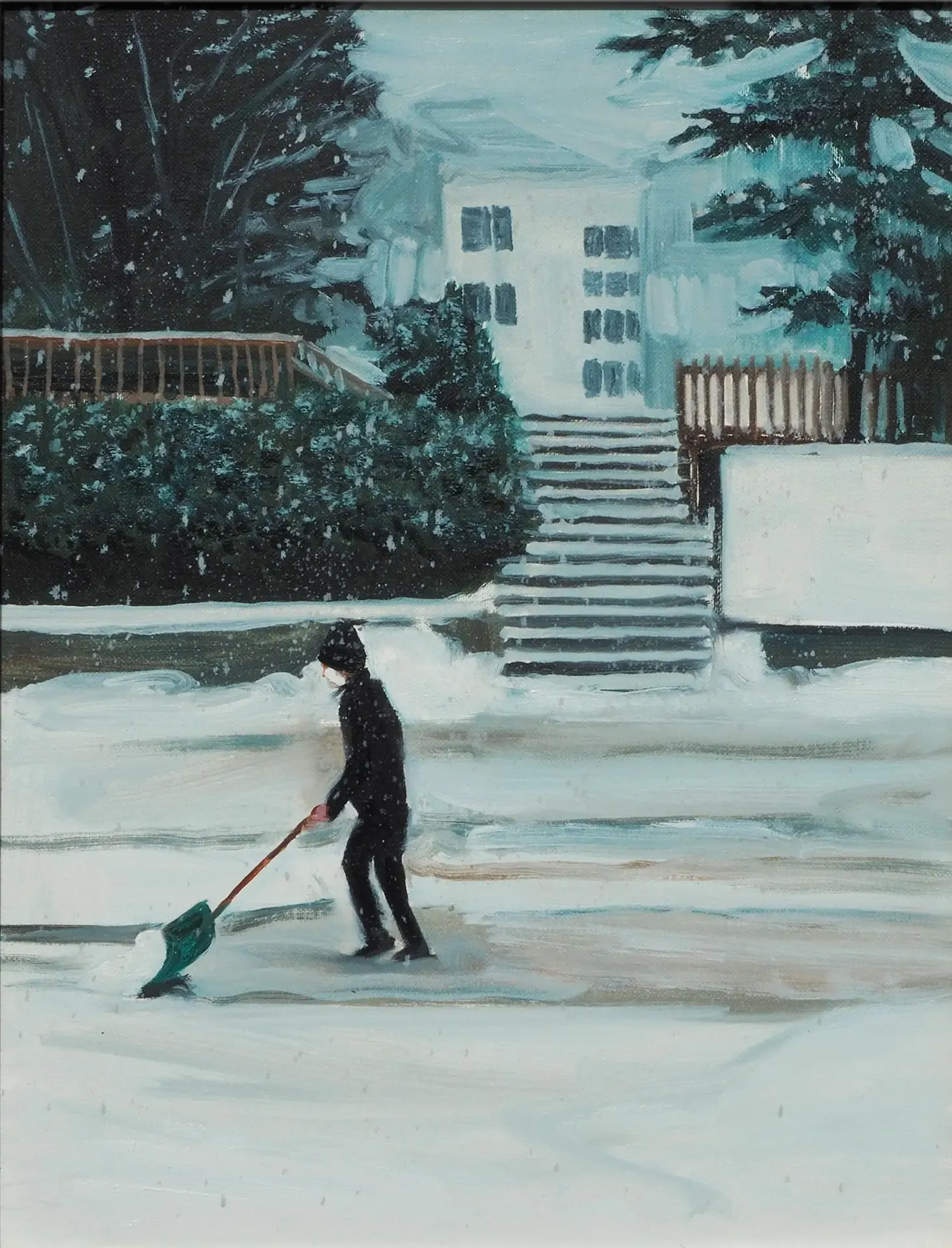 눈 지우기 erasing — oil on paper by Li Hyunwoo
