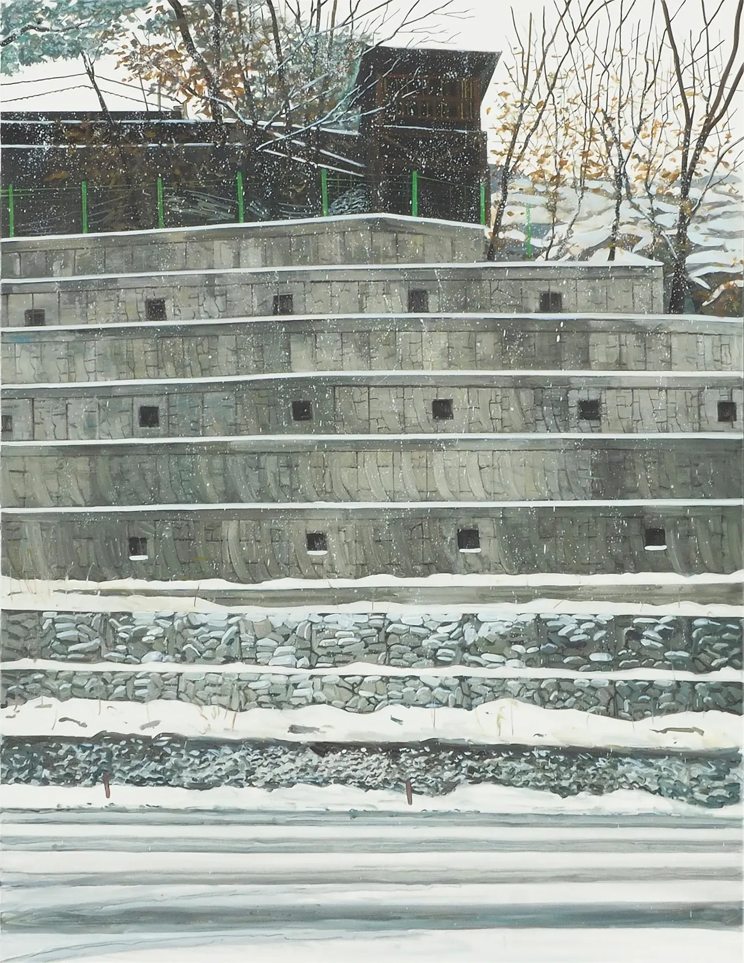 눈 벽 snowy wall — oil on canvas by Li Hyunwoo